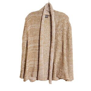 Wooden Ships Tan Knit Open Front Cardigan Sweater Cotton Size X/S MTM W19” L26”